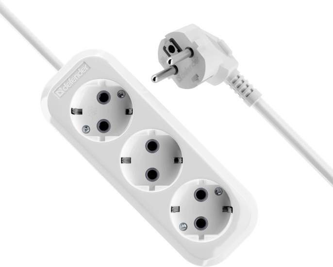 Сетевой удлинитель Defender R330, 1.5м, белый [99368]