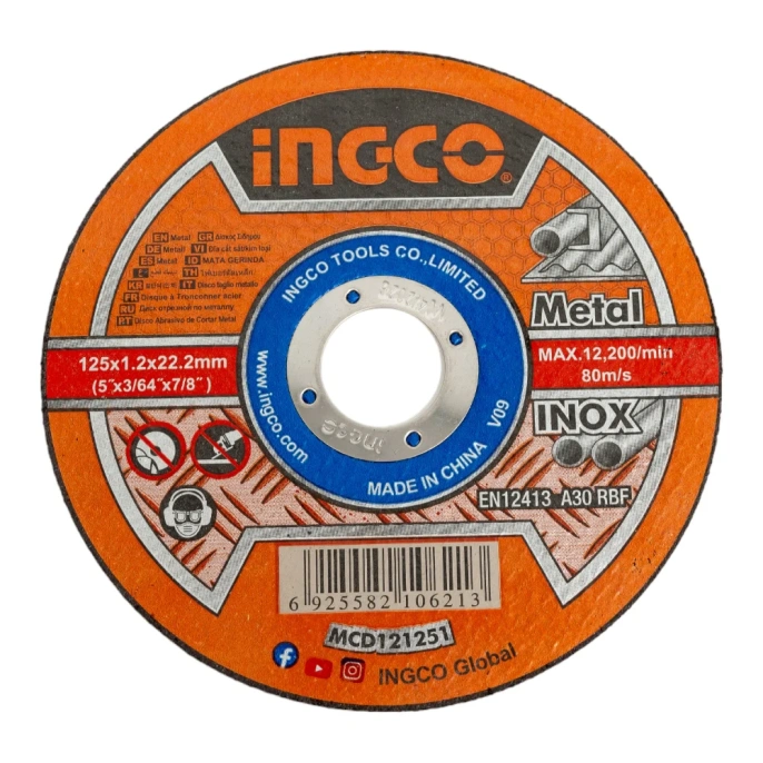 Круг отрезной Metal/Inox (125х1.2х22 мм; Тип 41; A 30; RBF) INGCO MCD121251