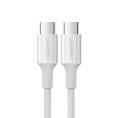 Кабель UGREEN US300-60551, Type C to Type C, 5A, PD 100W Fast Charge, скорость до 480 Мбит/с, не может передавать аудио и видео сигнал, силиконовый круглый, 1m, White