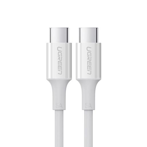 Кабель UGREEN US300-60551, Type C to Type C, 5A, PD 100W Fast Charge, скорость до 480 Мбит/с, не может передавать аудио и видео сигнал, силиконовый круглый, 1m, White