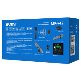 Набор беспроводных микрофонов SVEN MK-742, черный 2.4GHz, 180mAh SV-022549