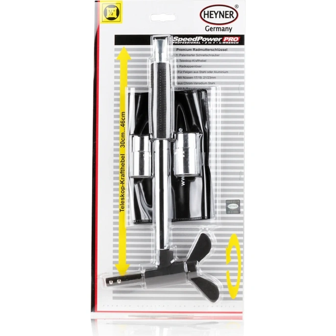 Патентованный балонный ключ Heyner с насадками 427000