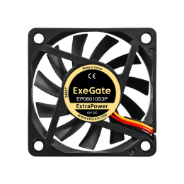 Вентилятор 12В DC ExeGate ExtraPower EP06010S3P (60x60x10 мм, Sleeve bearing (подшипник скольжения), 3pin, 3000RPM, 24dBA) EX295223RUS