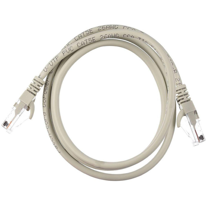 Патч-корд GoPower RJ-45 m -RJ-45 m 1.0м кат.5е ПВХ 26AWG CCA серый в пакете 1/100 (00-00029034)