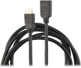 Кабель-удлинитель аудио-видео Buro HDMI m - HDMI f , 3м, GOLD, черный [bu-hdmi2.0-extnd-3m]