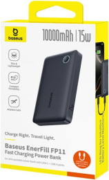Внешний аккумулятор Baseus P1008210C123-00 EnerFill FP11 Power Bank 10000mAh 15W Cosmic Black (Includes Simple Type-C to Type-C Cable 20V/3A 30cm) PPAP-1015-2
