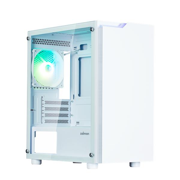 Корпус MicroATX Без БП Zalman T4 Plus White Tempered Glass, 2xUSB 2.0, 2xUSB-A 3.2 5Гбит/с, 1x120mm ARGB FAN, HD Audio+Mic, 1x3.5", 2*2.5", VGA MAX 320mm, CPU MAX 157mm White