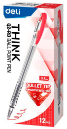 Ручка шариков. Deli Think EQ2-RD прозрачный/красный d 0.7мм красн. черн. 1шт