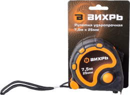 Рулетка строительная Вихрь 73/11/1/4, 7.5м x 25мм