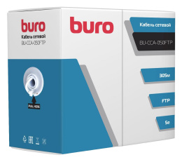 Кабель сетевой Buro BU-CCA-050FTP FTP, кат.5E, 305м, 4 пары, 0.50мм, алюминий омедненный, одножильный, серый