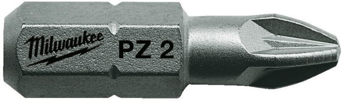 Бита Milwaukee PZ1 25мм 25шт (4932399589) (для использования с ударными шуруповертами, твердость: 60HRC, наконечник подвергается специальной закалке при температуре до 870°C, качество стали: S2)