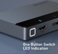 Переключатель CABLETIME CB00G (CT-PS41-GB1) 4-в-1, Mini DP / DP / HDMI / Type-C, 4K@60 Гц, 15 м, подсветка, космический серый