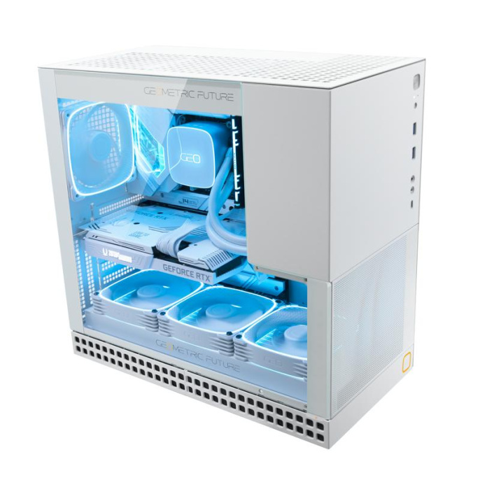 Корпус ПК без блока питания Case Geometric Future Model 4 King Arthur, Midi-Tower, TG, no fans, 2xUSB-A 3.0, 1xUSB 3.2 Type-C, E-ATX, ATX, mATX, mITX White