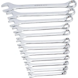 Набор комбинированных ключей Gigant 6 - 22 мм, 12 шт., полированный хром, Сталь Cr-V, 6-22мм, GDWSP-12