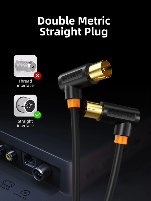 Кабель CABLETIME CF35N (CT-AV101-10-W3) 3 м, TV/антенны, 90 градусов, 75 Ом, белый