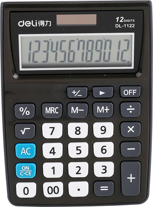 Калькулятор Deli E1122/GREY, 12-разрядный, серый