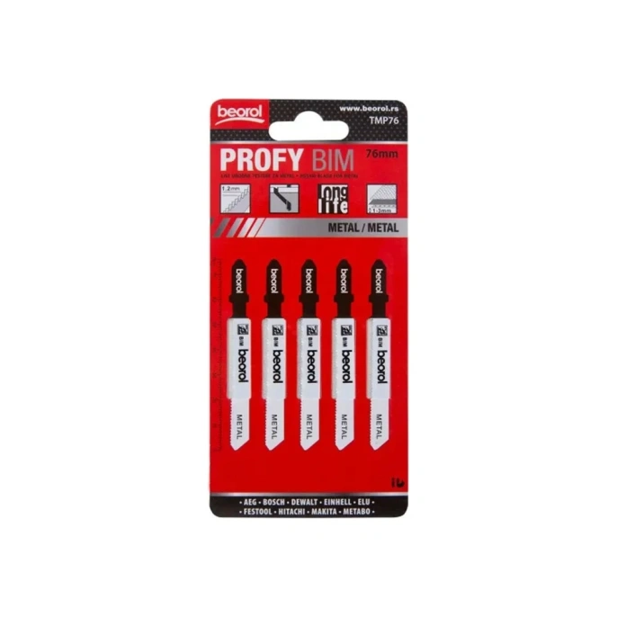 Пилки "profy" по металлу 5 шт, 76 мм для лобзика BEOROL 245306