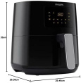 Аэрогриль Philips HD9252/70 1400 Вт, рабочий объем колбы: 4.1 л, нагревательный элемент: металлический ТЭН , управление: сенсорное, автоотключение при перегреве, цвет: черный