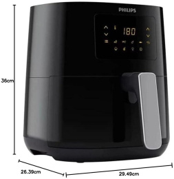 Аэрогриль Philips HD9252/70 1400 Вт, рабочий объем колбы: 4.1 л, нагревательный элемент: металлический ТЭН , управление: сенсорное, автоотключение при перегреве, цвет: черный