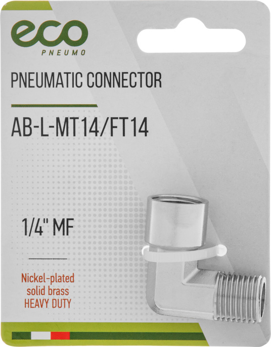Соединение нар. резьба 1/4" х внутр. резьба 1/4" L-образное латунь ECO (AB-L-MT14/FT14)