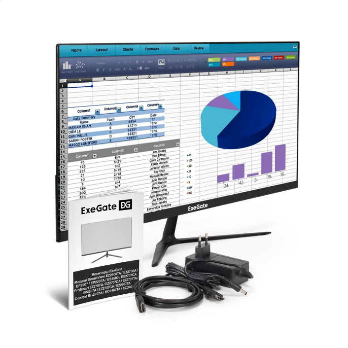 Монитор с аудио 21.5" ExeGate SmartView EP2207A (IPS LED Grade A+, FHD, 1920x1080@75Гц, 16:9, 250cd/m2, 1000:1, 178°/178°, 3-5ms, Speakers, D-Sub, HDMI 2.0, DisplayPort, audio-out, FreeSync, Flicker-free, Low Blue Light, кабель HDMI 1.5м, VESA, регулировк
