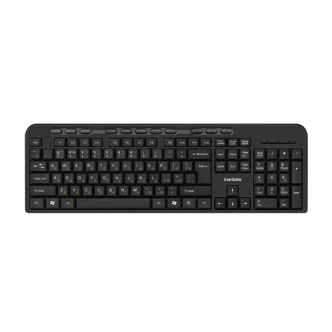 Клавиатура ExeGate Multimedia Professional Standard LY-500M (USB, полноразмерная, влагозащищенная, 115кл., Enter большой, мультимедиа, длина кабеля 1,5м, черная, Color Box) EX286177RUS