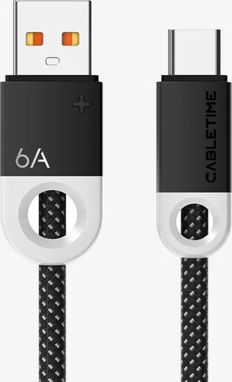 Кабель USB A CABLETIME CAP1J (CT-AMCM6A-PBW1.5) 1.5 м, черный, USB-A на USB-C для быстрой зарядки смартфонов