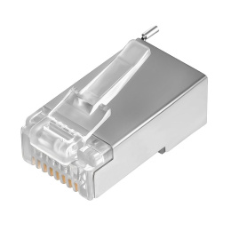 GCR Коннектор RJ-45 cat.5e FTP Male 8p8c для многожильного кабеля, экранированный, позолоченные контакты, слот для заземления, никель 10 шт GCR-CoL5MN-10