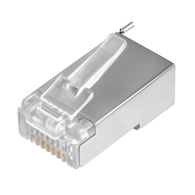 GCR Коннектор RJ-45 cat.5e FTP Male 8p8c для многожильного кабеля, экранированный, позолоченные контакты, слот для заземления, никель 10 шт GCR-CoL5MN-10