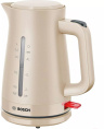 Электрочайник Bosch TWK3M127 2400 Вт, объем: 1.7 л, подставка с возможностью вращения, материал корпуса: пластик, защита от перегрева, автоматическое отключение, цвет: бежевый