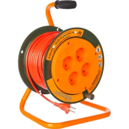 Силовой удлинитель на катушке GLANZEN 4 гн. 30 м ПВС 2x1 EB-30-004 00012291