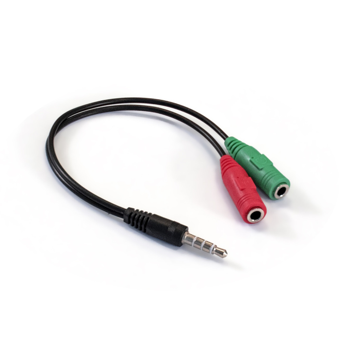 Кабель аудио ExeGate EX-CCA-417-0.2 (3.5mm Jack M 4pin/3.5mm Jack F Stereo+ 3.5mm Jack F микрофон, 0,2м) EX284944RUS