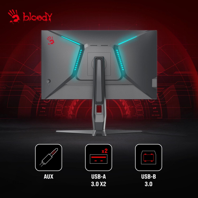 27" Монитор BLOODY MN271Q, 2560x1440, IPS, 180Гц, 2хHDMI, 2хDP, серый