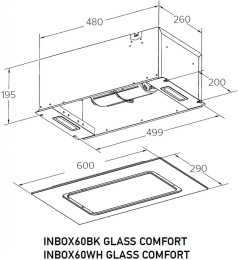 Вытяжка встраиваемая Meferi Inbox glass comfort 60wh белый управление: сенсорное 1 мотор (INBOX60WH GLASS COMFORT)