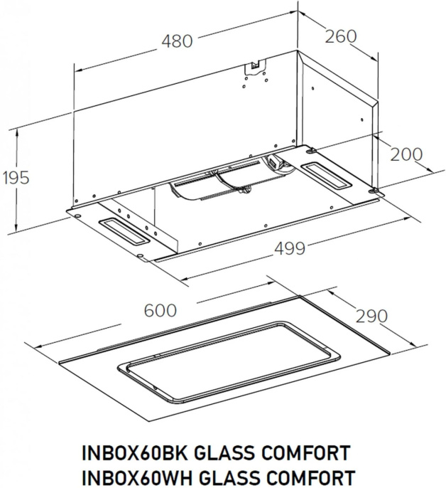 Вытяжка встраиваемая Meferi Inbox glass comfort 60wh белый управление: сенсорное 1 мотор (INBOX60WH GLASS COMFORT)