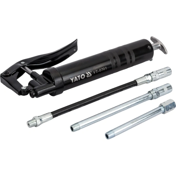 Шприц YATO для консистентной смазки 120мл с жестким и гибким шлангом под запасную тубу YT-0701 39860701 092 1