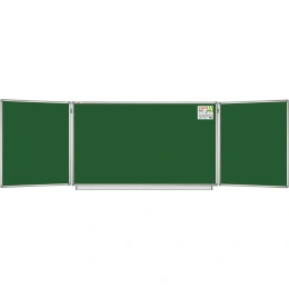 Магнитная доска для мела Staff 3-х элементная, 100x150/300 см, 5 рабочих поверхностей, зеленая 238009
