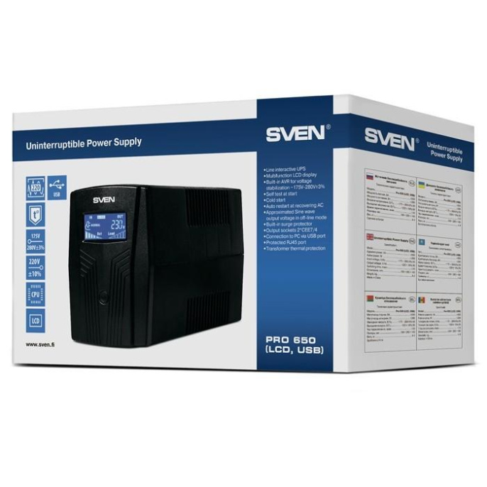 SVEN Источник бесперебойного питания Pro 650 LCD, USB SV-013844