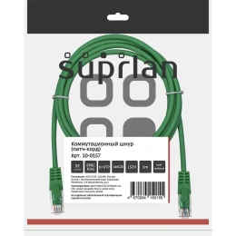 Патч-корд Suprlan 10-0157 UTP RJ-45 вил.-вилка RJ-45 кат.5E 1м зеленый LSZH 26AWG