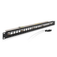 Патч-панель модульная ExeGate EPPB-19-24-STP (19", STP, 24 port, наборная, экранированная, 1U, RoHS, с кабельным органайзером, Black, RTL) EX297321RUS