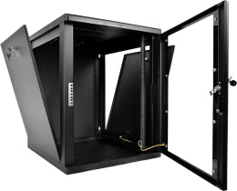 Шкаф телекоммуникационный настенный 19" 15U ЦМО ШРН-М-15.500-9005 стеклянная дверь, чёрный