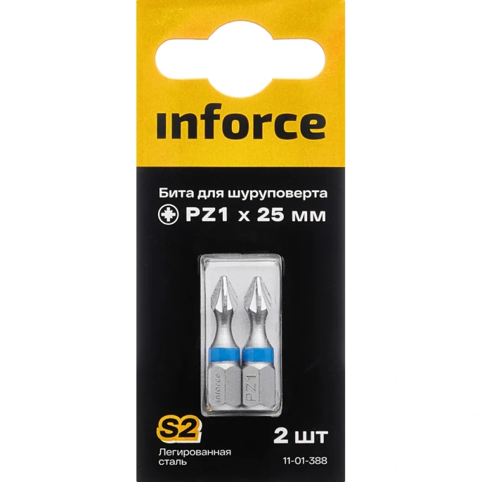 Бита (2 шт; PZ1; 25 мм) для шуруповерта Inforce 11-01-388