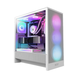 Корпус ПК без блока питания Case NZXT H5 Flow RGB, Midi-Tower, TG, 4x120mm RGB, 1xUSB-A 3.2 + 1xUSB-C 3.2, E-ATX, ATX, mATX, mITX White