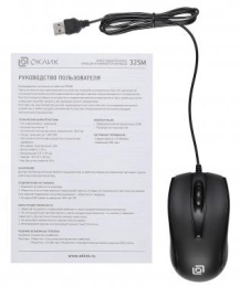 Мышь проводная Oklick 325M, оптическая, USB, 1200dpi, черный [1091340]