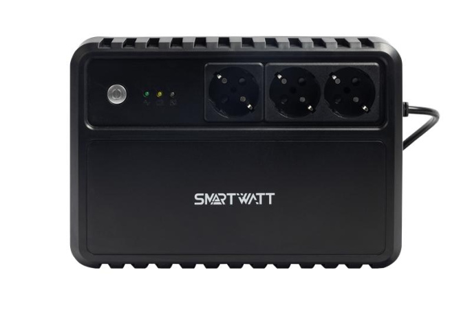 Источник бесперебойного питания SMARTWATT ИБП линейно-интерактивный, 1000/600 ВА/Вт, напольный, LED индикация, Schuko CEE7/4 - 3 шт. UPS SAFE 1000