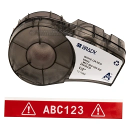 Лента Brady M21-500-595-RD 12.7 мм/6.4 м, винил, белый на красном