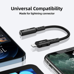 Кабель-адаптер ACEFAST C1-05 Lightning to DC3.5 aluminum alloy headphones adapter cable - Black AF-C1-05-BK