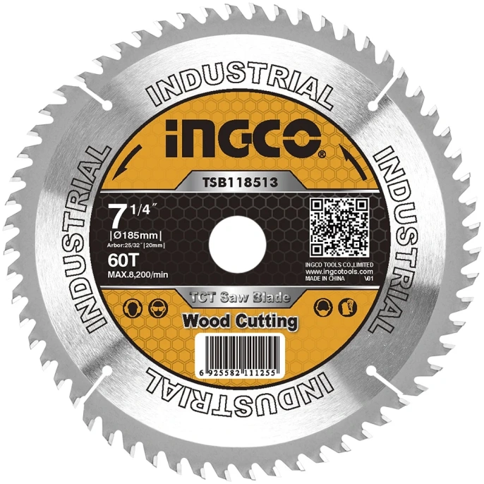 Диск пильный по дереву TCT (185х20 мм; 60Т) INGCO TSB118513