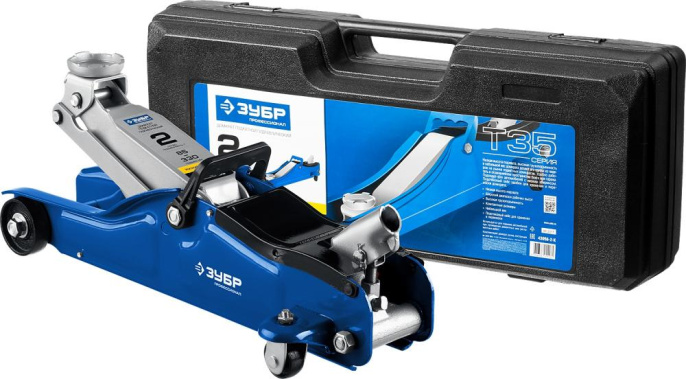 Домкрат Зубр Профессионал T35 подкатной гидравлический синий 43056-2