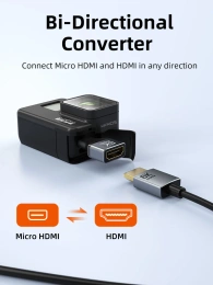 Адаптер CABLETIME CP46G (CT-DHF8K-AG) 8K Micro HDMI/HDMI «папа-мама» - алюминий + корпус из ПВХ